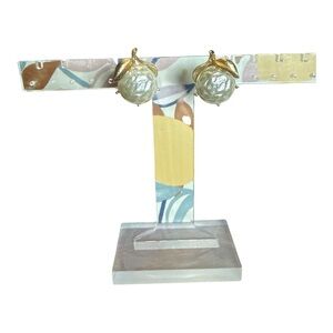 Vintage Sarah Cov Faux Baroque Pearl Clip Earrings Gold Tone Leaf 1960s